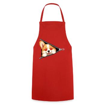Corgi Hund Reißverschluss - Kochschürze - Rot - Vorne - AI Model Male 185 dark (185cm)