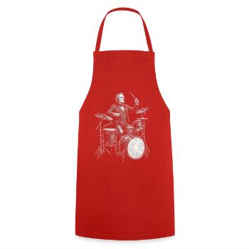 James Buchanan  Vintage Schlagzeuger - Kochschürze - Rot - Vorne - AI Model Male 185 dark (185cm)