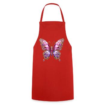 Jewel Butterfly Pink Sparkle - Cooking Apron - red - Front - AI Model Male 185 dark (185cm)