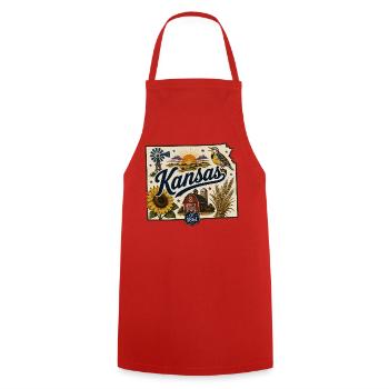 Kansas Sunflower State Vintage Reiseaufkleber - Kochschürze - Rot - Vorne - AI Model Male 185 dark (185cm)