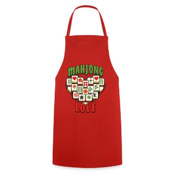 Mahjong Game Social Club Love Mahjong - Cooking Apron - red - Front - AI Model Male 185 dark (185cm)