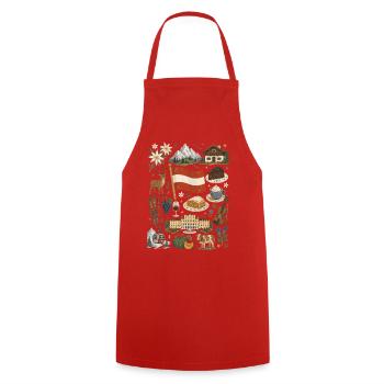 Austria | Alps, enjoyment & sense of home - Cooking Apron - red - Front - AI Model Male 185 dark (185cm)