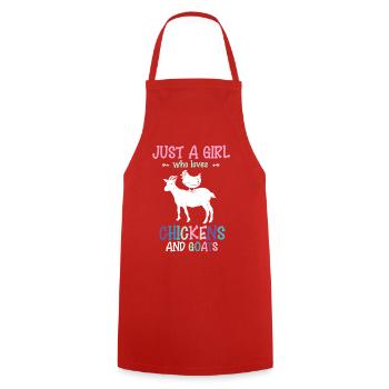 Just a Girl Who Loves Chickens and Goats - Cooking Apron - red - Front - AI Model Male 185 dark (185cm)