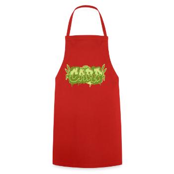 Karpfen Graffiti Schriftzug - Kochschürze - Rot - Vorne - AI Model Male 185 dark (185cm)