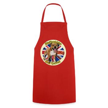 Red Staffie on English Flag Background - 014 - Cooking Apron - red - Front - AI Model Male 185 dark (185cm)