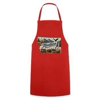 Montana Treasure State Vintage-Reiseaufkleber - Kochschürze - Rot - Vorne - AI Model Male 185 dark (185cm)