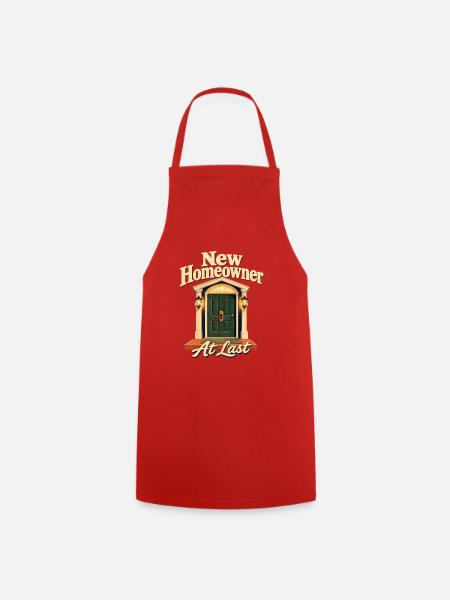 New Homeowner At Last, First Time Home Buyer Closi - Cooking Apron - red