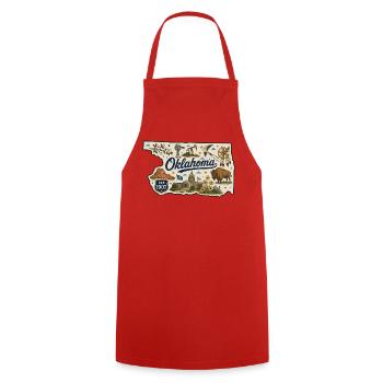Oklahoma Sooner State Vintage Travel Sticker - Cooking Apron - red - Front - AI Model Male 185 dark (185cm)