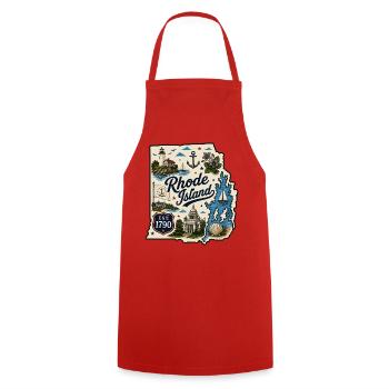Rhode Island Ocean State Vintage Sticker - Cooking Apron - red - Front - AI Model Male 185 dark (185cm)