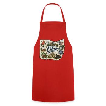 Ohio Buckeye State Vintage Travel Sticker - Cooking Apron - red - Front - AI Model Male 185 dark (185cm)