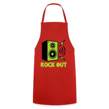 Rock Out Lautsprecher Icon - Kochschürze - Rot - Vorne - AI Model Male 185 dark (185cm)