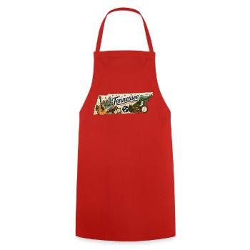 Tennessee Great Smoky Mountains Vintage Sticker - Cooking Apron - red - Front - AI Model Male 185 dark (185cm)