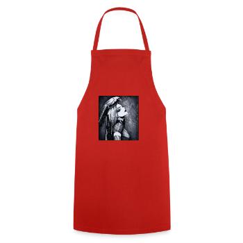 Rabenporträt Gothic Stil - Kochschürze - Rot - Vorne - AI Model Male 185 dark (185cm)