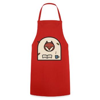 Autumn Reading Fox - Cooking Apron - red - Front - AI Model Male 185 dark (185cm)