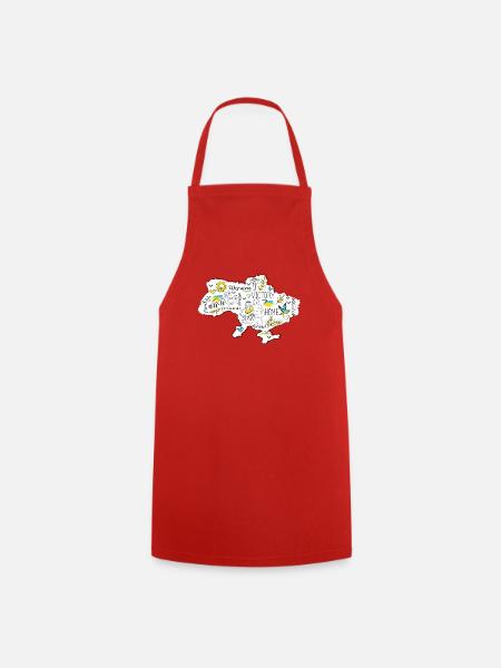 Ukraine Victory Map Doodle - Cooking Apron - red
