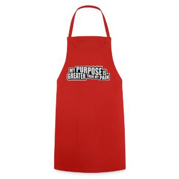 Mon but est plus grand que ma douleur, ce qui signifie le logo des guillemets - Tablier de cuisine - rouge - Devant - AI Model Male 185 dark (185cm)