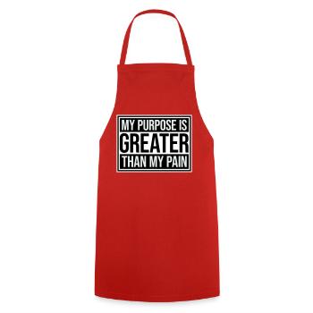 Mon but est plus grand que ma douleur, ce qui signifie le logo des guillemets - Tablier de cuisine - rouge - Devant - AI Model Male 185 dark (185cm)
