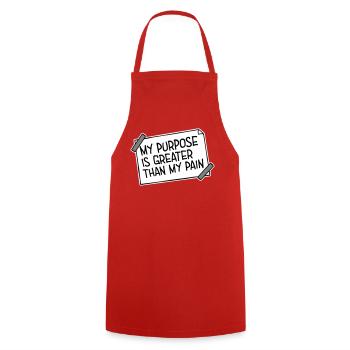 Mon but est plus grand que ma douleur, ce qui signifie le logo des guillemets - Tablier de cuisine - rouge - Devant - AI Model Male 185 dark (185cm)