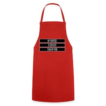 Mon but est plus grand que ma douleur, ce qui signifie le logo des guillemets - Tablier de cuisine - rouge - Devant - AI Model Male 185 dark (185cm)