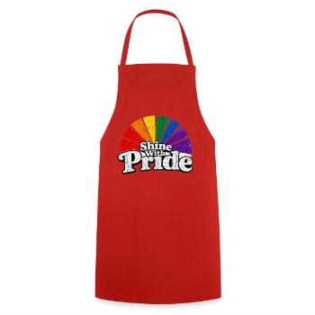 Shine With Pride LGBTQ Statement Retro CSD Fan - Cooking Apron - red - Front - AI Model Male 185 dark (185cm)