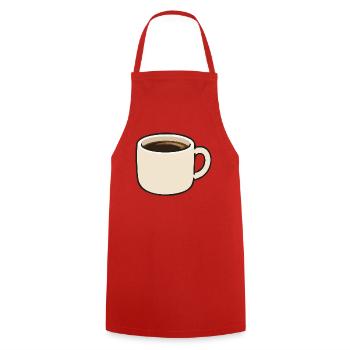 Minimalistische Kaffeetasse Cartoon-Illustration - Kochschürze - Rot - Vorne - AI Model Male 185 dark (185cm)