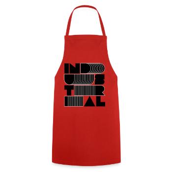 industrial Music Stacked Typography - Cooking Apron - red - Front - AI Model Male 185 dark (185cm)
