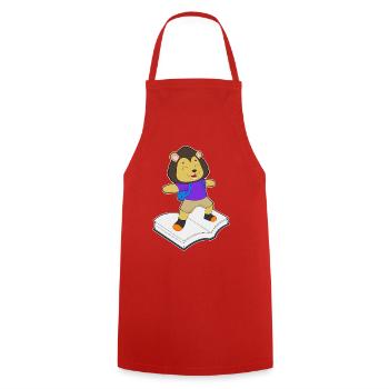 Lion Book - Cooking Apron - red - Front - AI Model Male 185 dark (185cm)