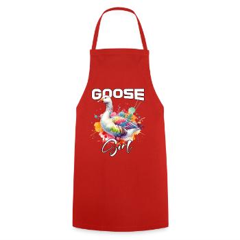Goose Girl Goose - Cooking Apron - red - Front - AI Model Male 185 dark (185cm)