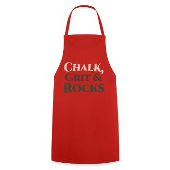 Chalk Grit & Rocks Motif - Cooking Apron - red - Front - AI Model Male 185 dark (185cm)