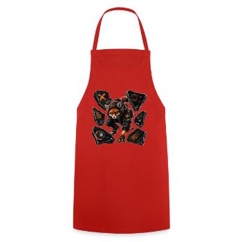 Fuchs Orbitkampf - Kochschürze - Rot - Vorne - AI Model Male 185 dark (185cm)
