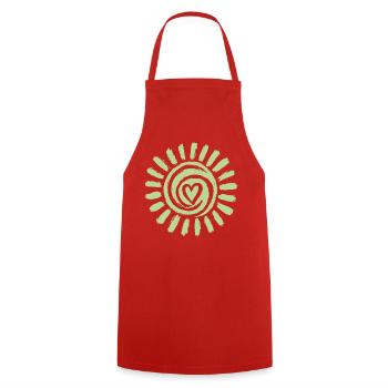 Sun Spiral Heart Green - Cooking Apron - red - Front - AI Model Male 185 dark (185cm)