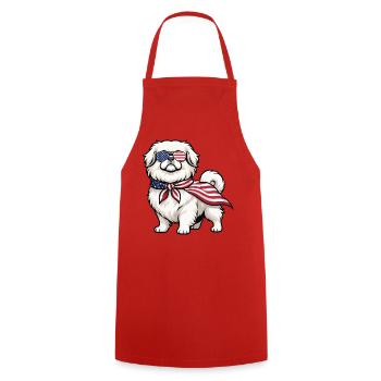Patriotic Pekingese - Peke Dog Mom Dad Lap Dog - Cooking Apron - red - Front - AI Model Male 185 dark (185cm)