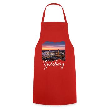 Göteborg Skyline Sonnenuntergang - Kochschürze - Rot - Vorne - AI Model Male 185 dark (185cm)