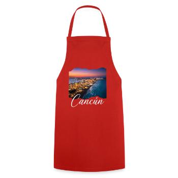 Cancún Sonnenuntergang Küstenlinie - Kochschürze - Rot - Vorne - AI Model Male 185 dark (185cm)