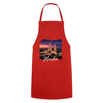 Morelia Nachtlicht Skyline - Kochschürze - Rot - Vorne - AI Model Male 185 dark (185cm)