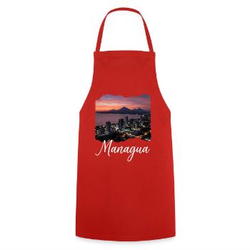 Managua Skyline Sonnenuntergang - Kochschürze - Rot - Vorne - AI Model Male 185 dark (185cm)