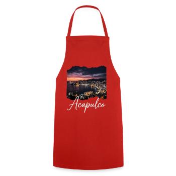Acapulco Nachtpanorama Küstenstadt - Kochschürze - Rot - Vorne - AI Model Male 185 dark (185cm)