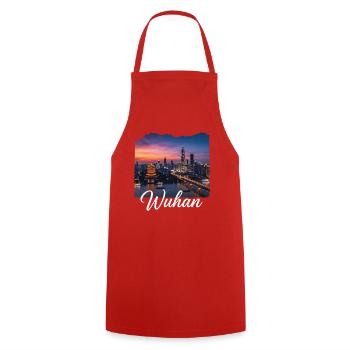 Silhouette lumineuse du soir de Wuhan - Tablier de cuisine - rouge - Devant - AI Model Male 185 dark (185cm)
