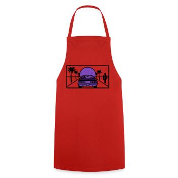 Night Driving Highway Graphic - Cooking Apron - red - Front - AI Model Male 185 dark (185cm)