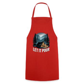 Let It Pour Camping - Cooking Apron - red - Front - AI Model Male 185 dark (185cm)