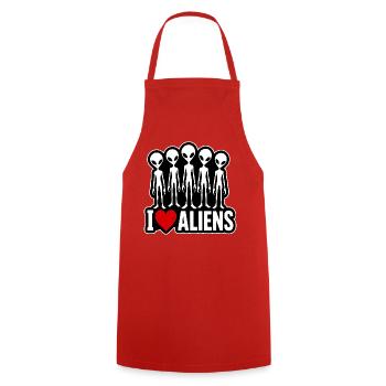 I Love Aliens Alien Fan Group - Cooking Apron - red - Front - AI Model Male 185 dark (185cm)