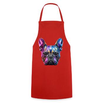 Polygonal Frenchie - 006 - Cooking Apron - red - Front - AI Model Male 185 dark (185cm)