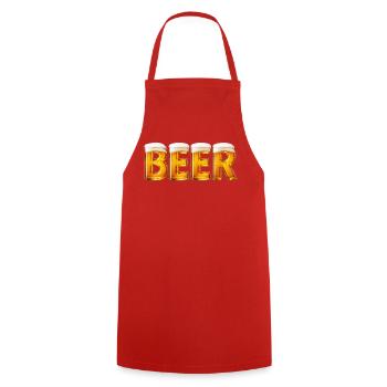 Beer Shirt | Funny Beer Lover Graphic Tee - Cooking Apron - red - Front - AI Model Male 185 dark (185cm)