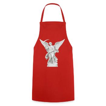 Angel with Scythe Statue - Cooking Apron - red - Front - AI Model Male 185 dark (185cm)