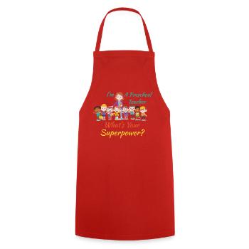 Preschool Teacher What's Your Superpower - Cooking Apron - red - Front - AI Model Male 185 dark (185cm)