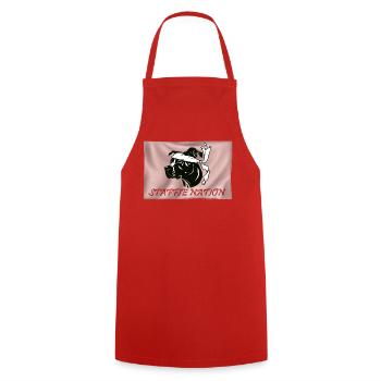 Staffie Nation - 059 - Cooking Apron - red - Front - AI Model Male 185 dark (185cm)