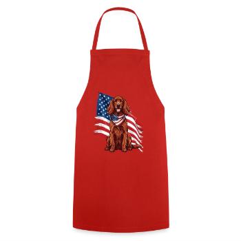 Irish Setter American Flag - Red Setter Dog Dad - Cooking Apron - red - Front - AI Model Male 185 dark (185cm)
