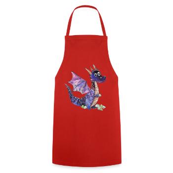 Purple Dragon Crystal Design - Cooking Apron - red - Front - AI Model Male 185 dark (185cm)