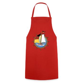 Sailboat with German flag in steering wheel - Cooking Apron - red - Front - AI Model Male 185 dark (185cm)