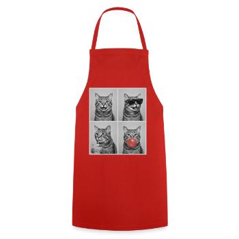 Cats American Bobtail Cat - Cooking Apron - red - Front - AI Model Male 185 dark (185cm)